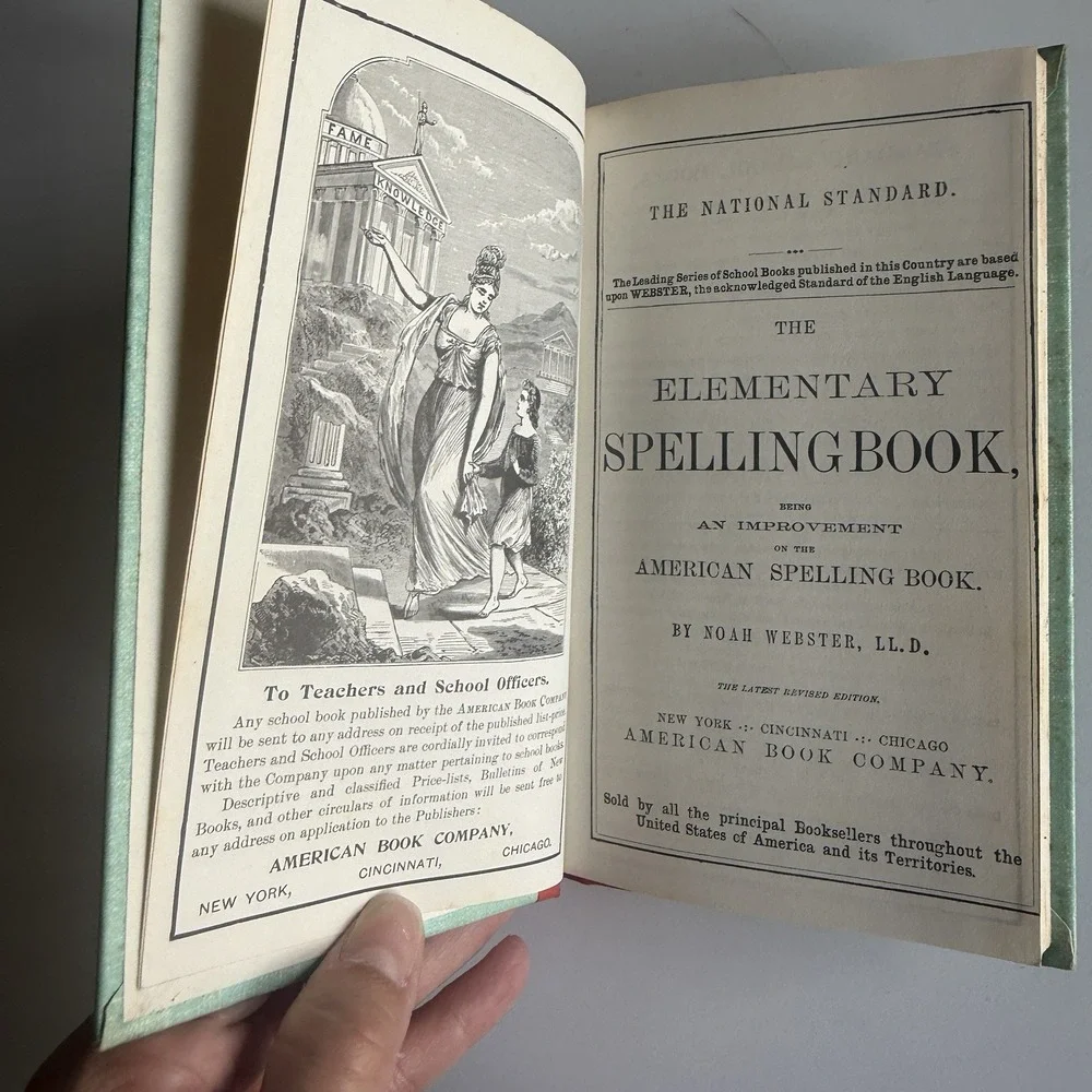 The Elementary Spelling Book by Noah Webster 50th Print 1880 & 1908 LN